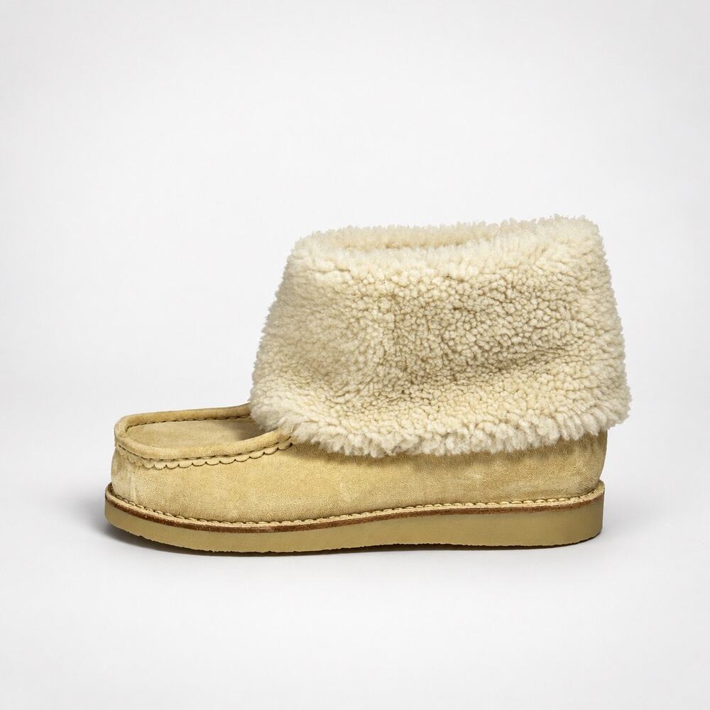 Chloé Jessie Shearling Ankle Boots Biscotti Beige Suede Crepe Sole EU 40 US 10